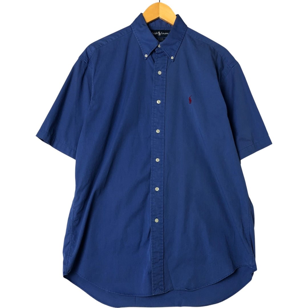 Ralph Lauren BLAKE short sleeve button down shirt, men's size M cotton blue type Vintage Second Hand
