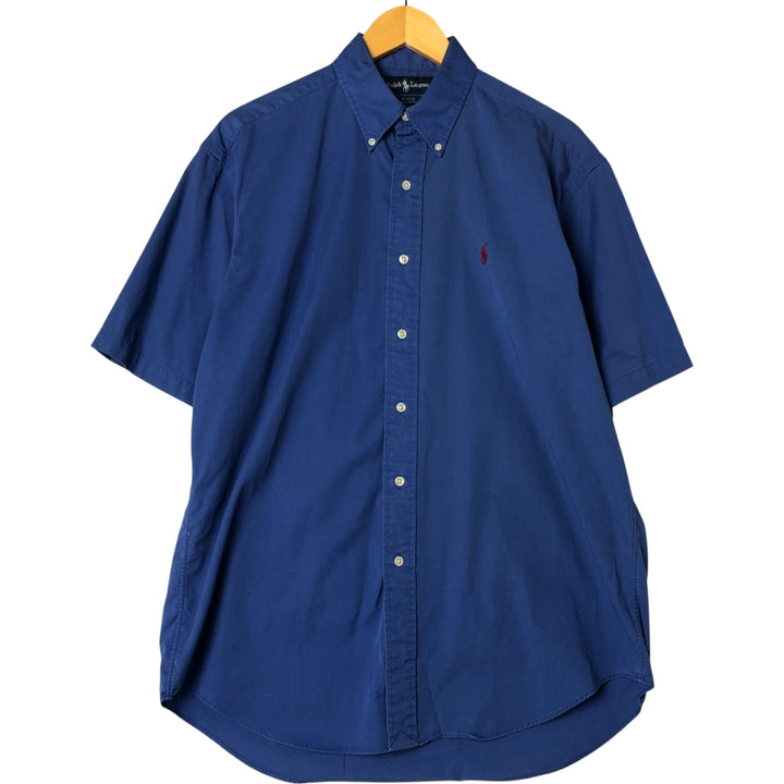 Ralph Lauren BLAKE short sleeve button down shirt, men's size M cotton blue type Vintage Second Hand