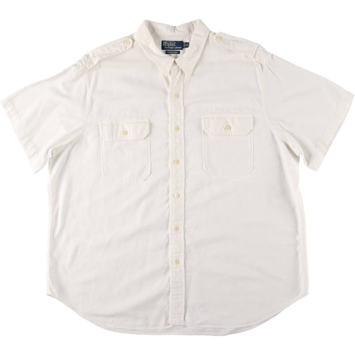 Ralph Lauren OCEAN SHIRT, short sleeve button-down shirt, men's XXL size cotton white type Vintage Second Hand