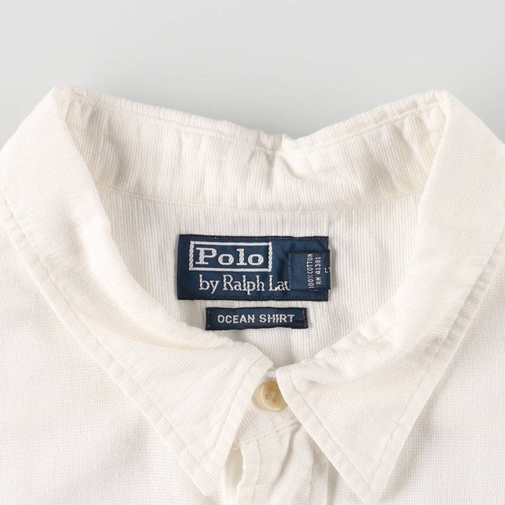 Ralph Lauren OCEAN SHIRT, short sleeve button-down shirt, men's XXL size cotton white type Vintage Second Hand