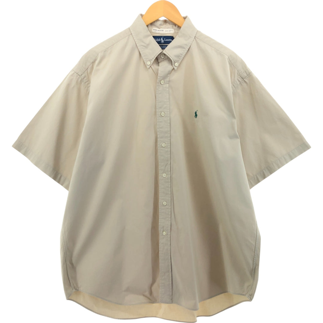 Ralph Lauren BLAKE short sleeve button down shirt, men's XL size cotton Beige type Vintage Second Hand