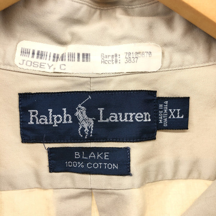 Ralph Lauren BLAKE short sleeve button down shirt, men's XL size cotton Beige type Vintage Second Hand