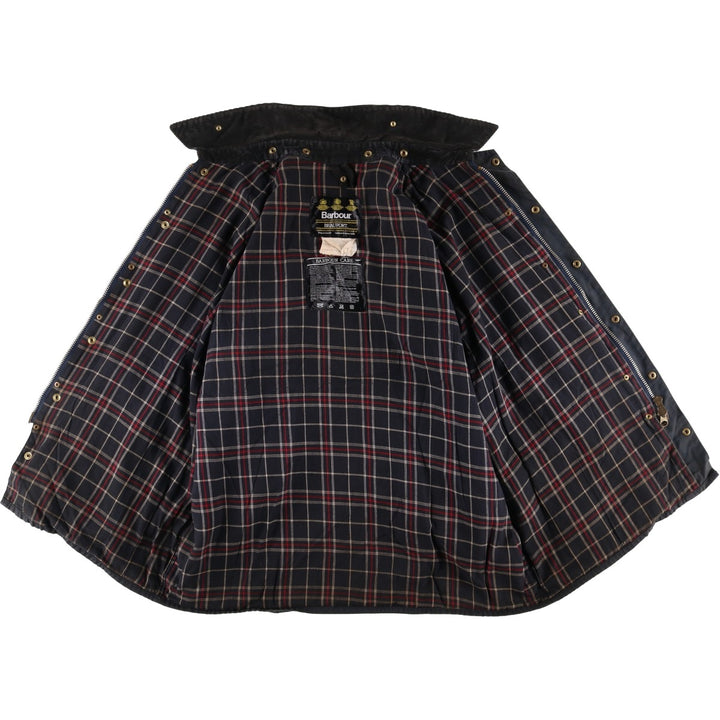 1990'S Barbour BEAUFORT 3 Warrant Oiled Hunting Jacket, Made in England, C48, Men's XL cotton navy blue type Vintage Second Hand