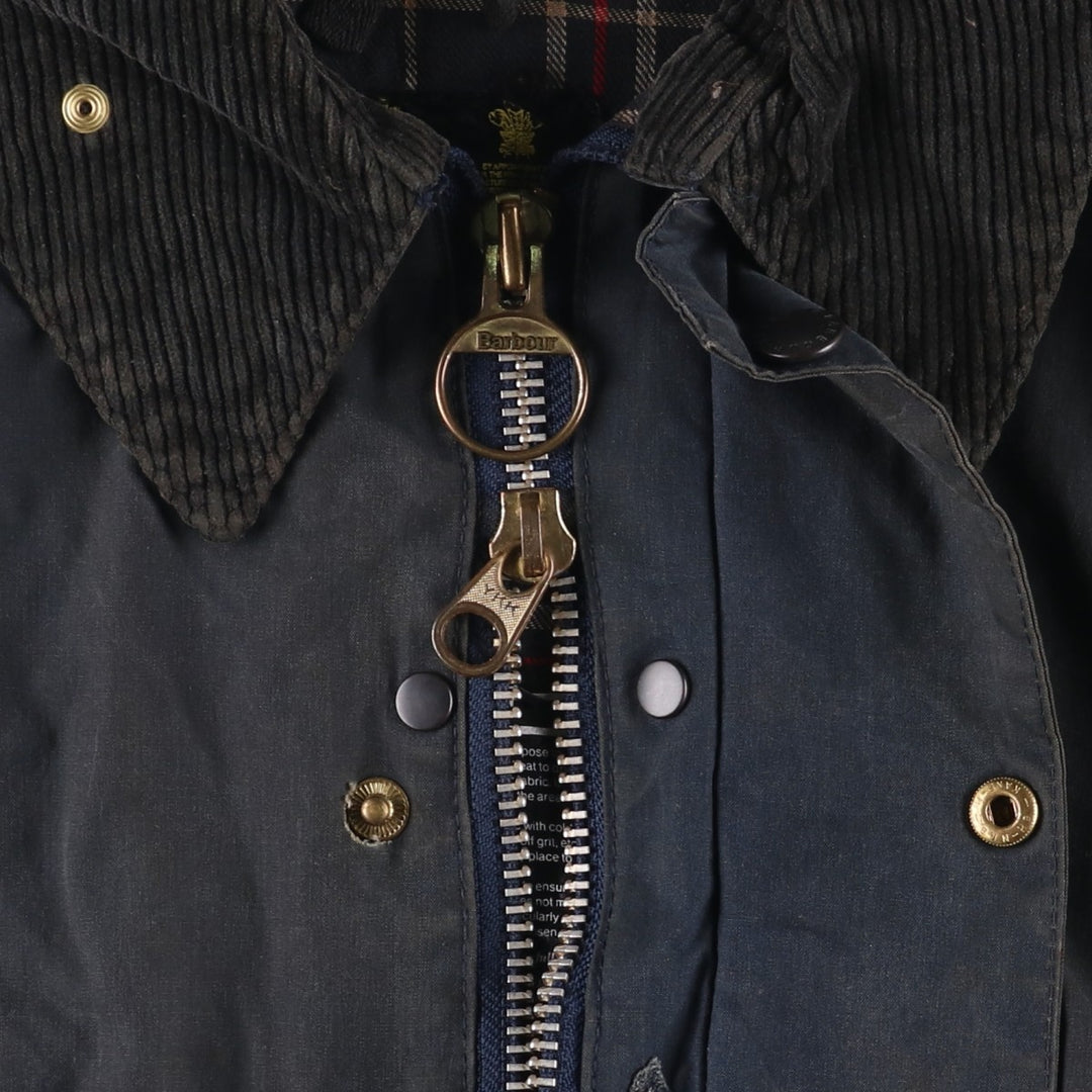 1990'S Barbour BEAUFORT 3 Warrant Oiled Hunting Jacket, Made in England, C48, Men's XL cotton navy blue type Vintage Second Hand