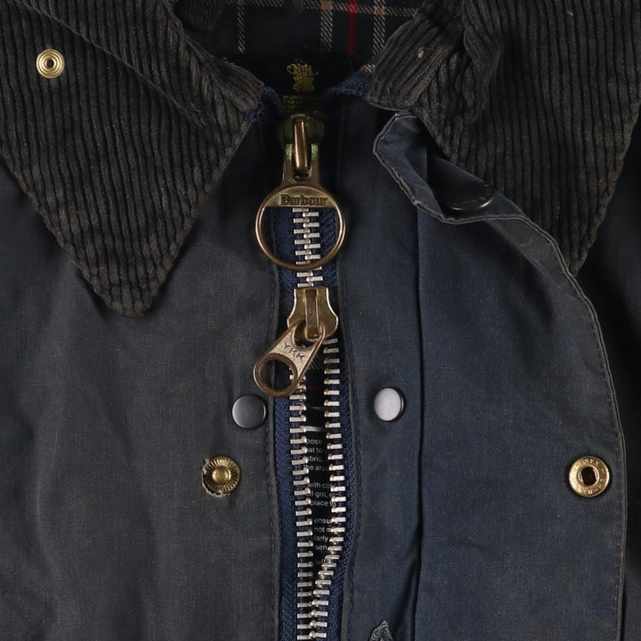 1990'S Barbour BEAUFORT 3 Warrant Oiled Hunting Jacket, Made in England, C48, Men's XL cotton navy blue type Vintage Second Hand