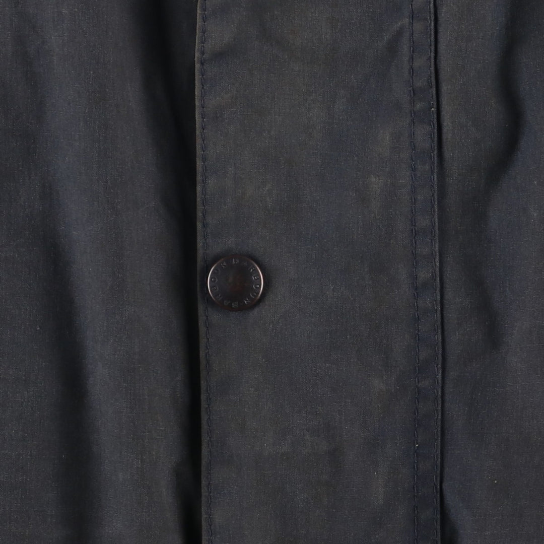 1990'S Barbour BEAUFORT 3 Warrant Oiled Hunting Jacket, Made in England, C48, Men's XL cotton navy blue type Vintage Second Hand