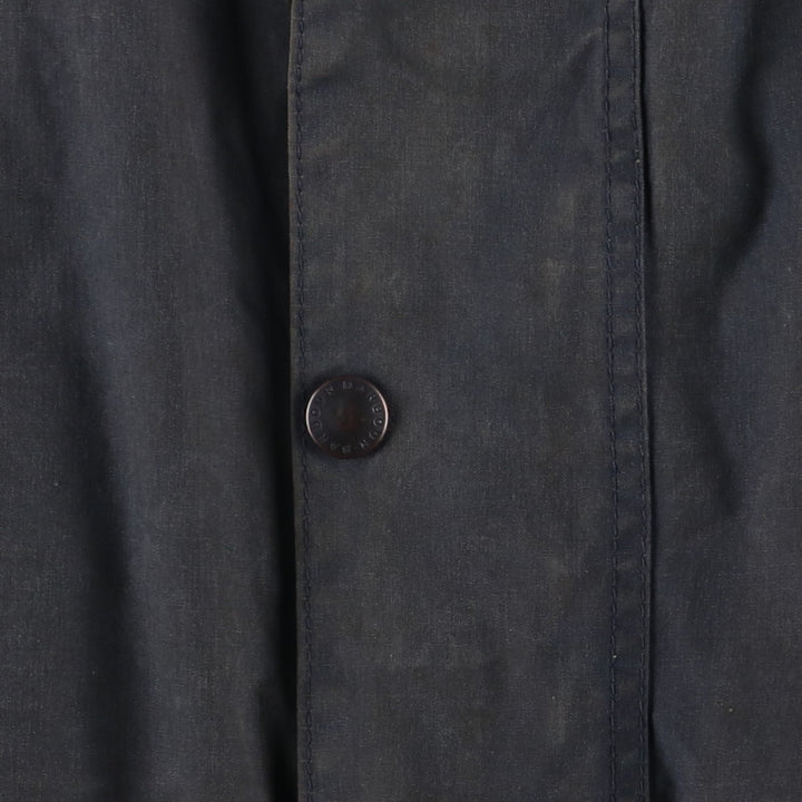 1990'S Barbour BEAUFORT 3 Warrant Oiled Hunting Jacket, Made in England, C48, Men's XL cotton navy blue type Vintage Second Hand