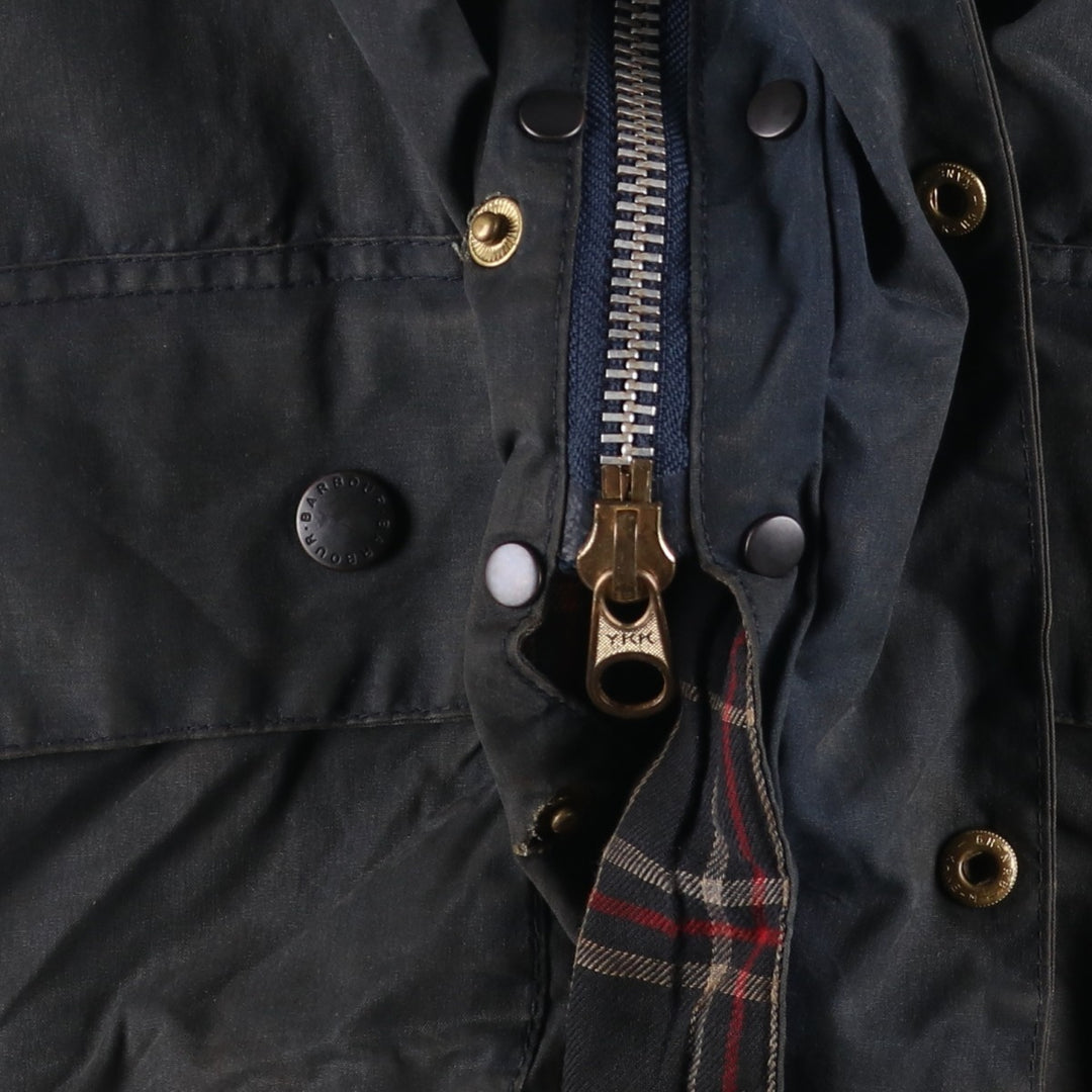 1990'S Barbour BEAUFORT 3 Warrant Oiled Hunting Jacket, Made in England, C48, Men's XL cotton navy blue type Vintage Second Hand