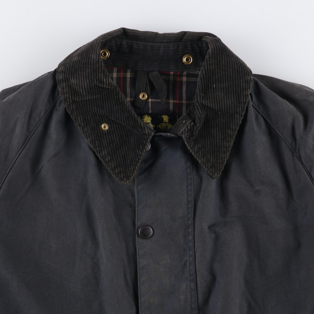 1990'S Barbour BEAUFORT 3 Warrant Oiled Hunting Jacket, Made in England, C48, Men's XL cotton navy blue type Vintage Second Hand