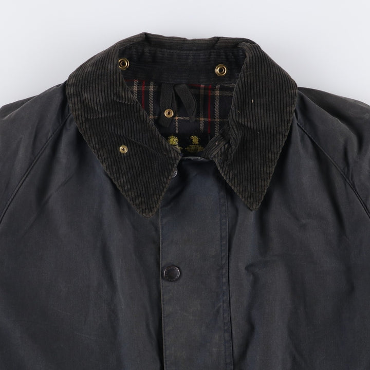 1990'S Barbour BEAUFORT 3 Warrant Oiled Hunting Jacket, Made in England, C48, Men's XL cotton navy blue type Vintage Second Hand