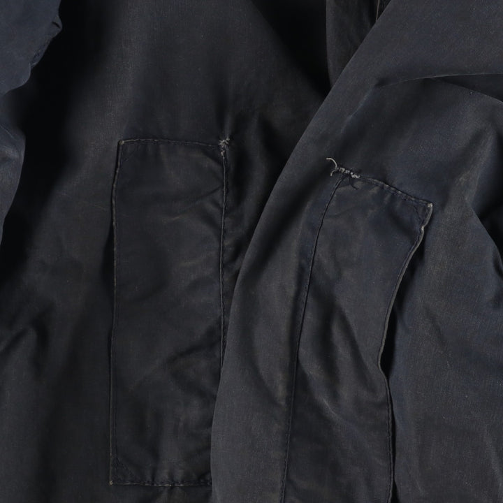 1990'S Barbour BEAUFORT 3 Warrant Oiled Hunting Jacket, Made in England, C48, Men's XL cotton navy blue type Vintage Second Hand