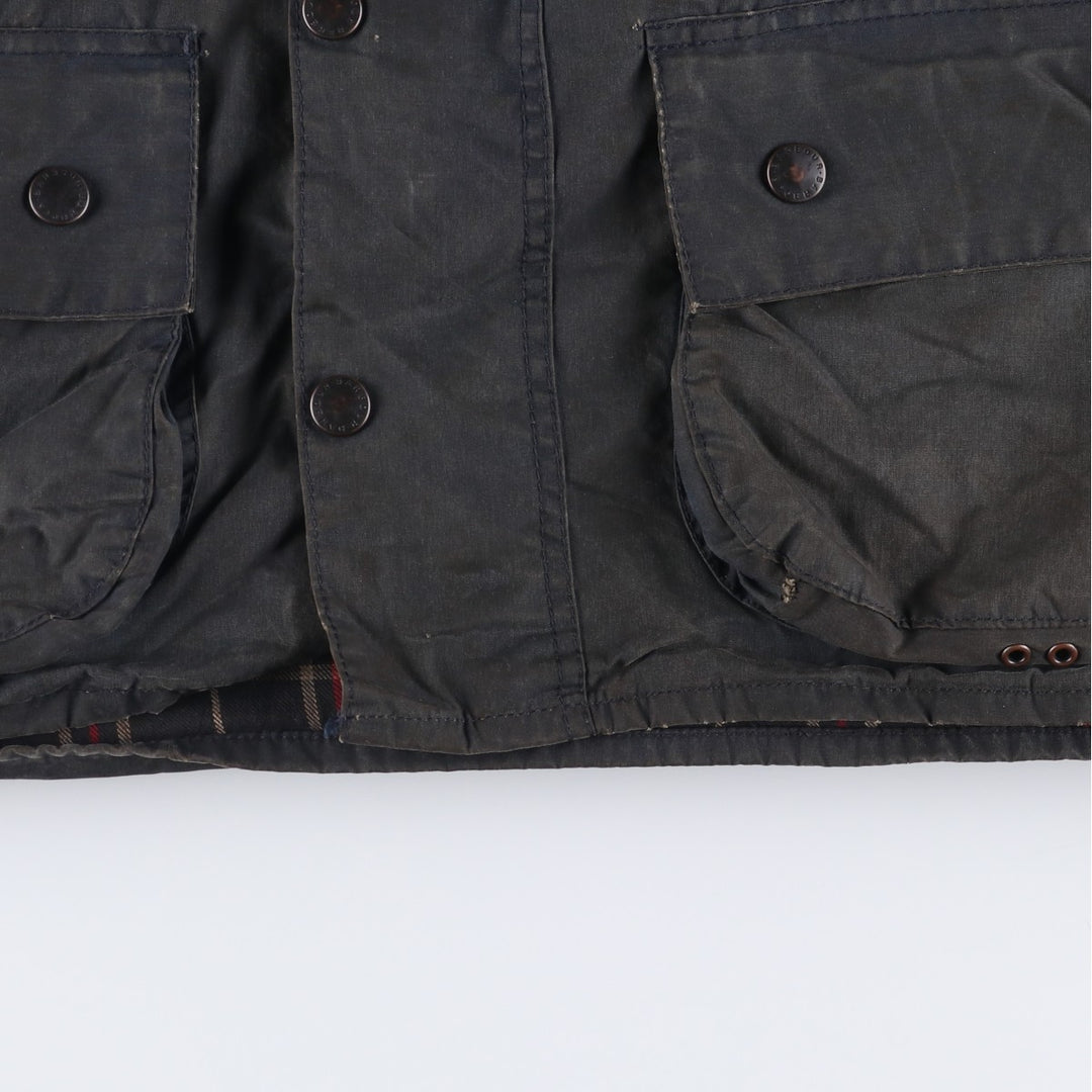 1990'S Barbour BEAUFORT 3 Warrant Oiled Hunting Jacket, Made in England, C48, Men's XL cotton navy blue type Vintage Second Hand