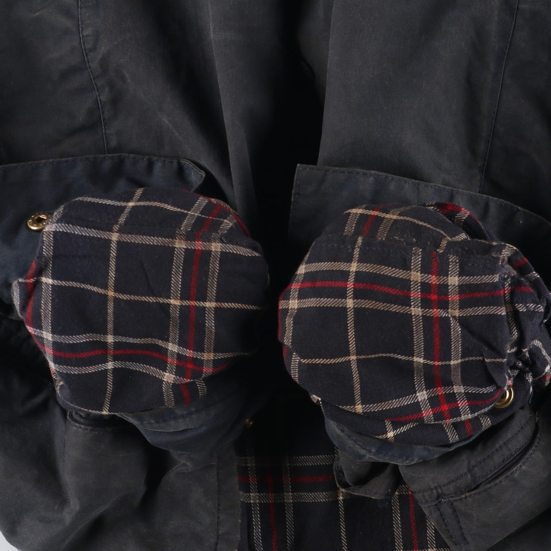 1990'S Barbour BEAUFORT 3 Warrant Oiled Hunting Jacket, Made in England, C48, Men's XL cotton navy blue type Vintage Second Hand
