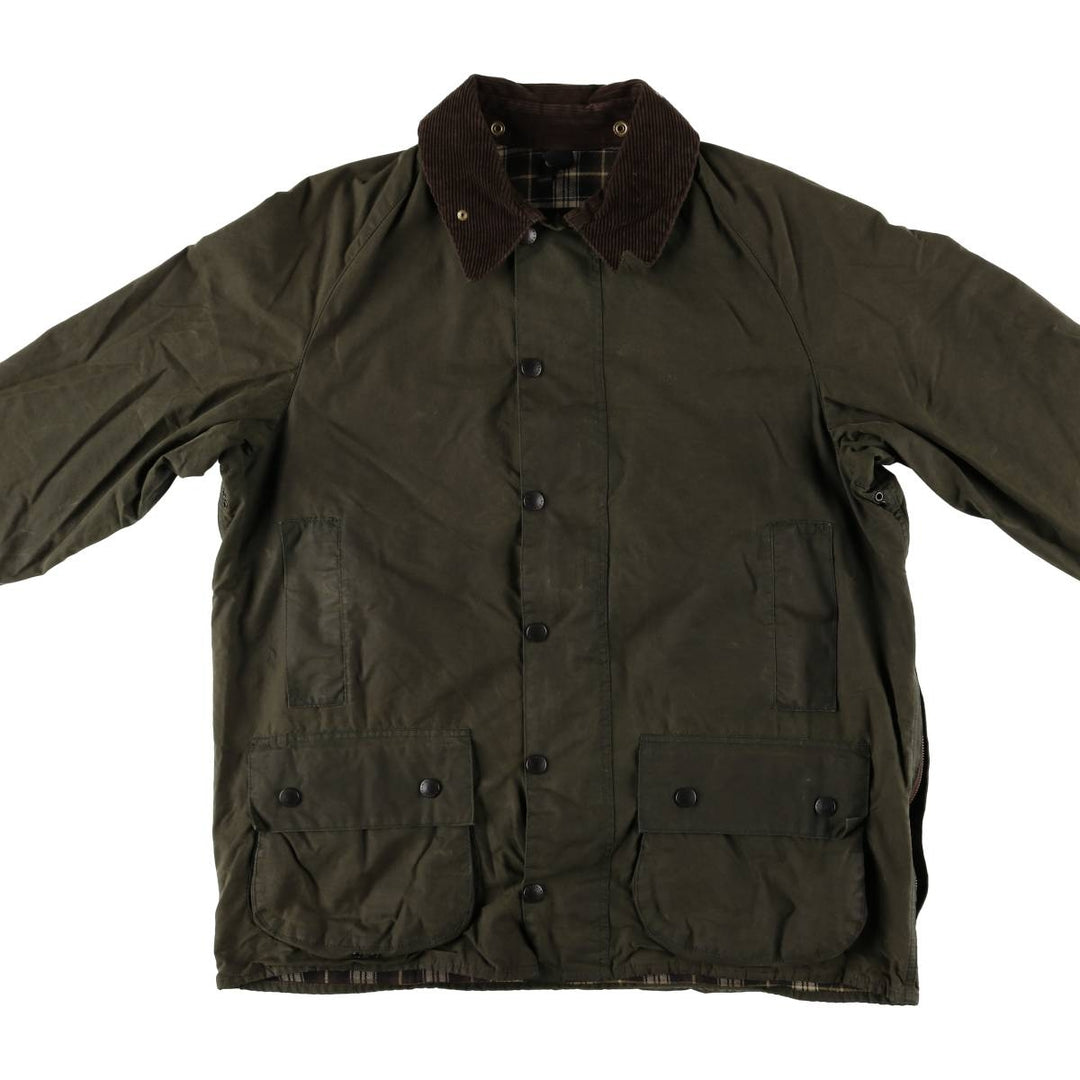 80s-90'S Barbour Beaufort 3 Warrant Oiled Hunting Jacket, Made in England, Men's Size XL cotton Khaki type Vintage Second Hand