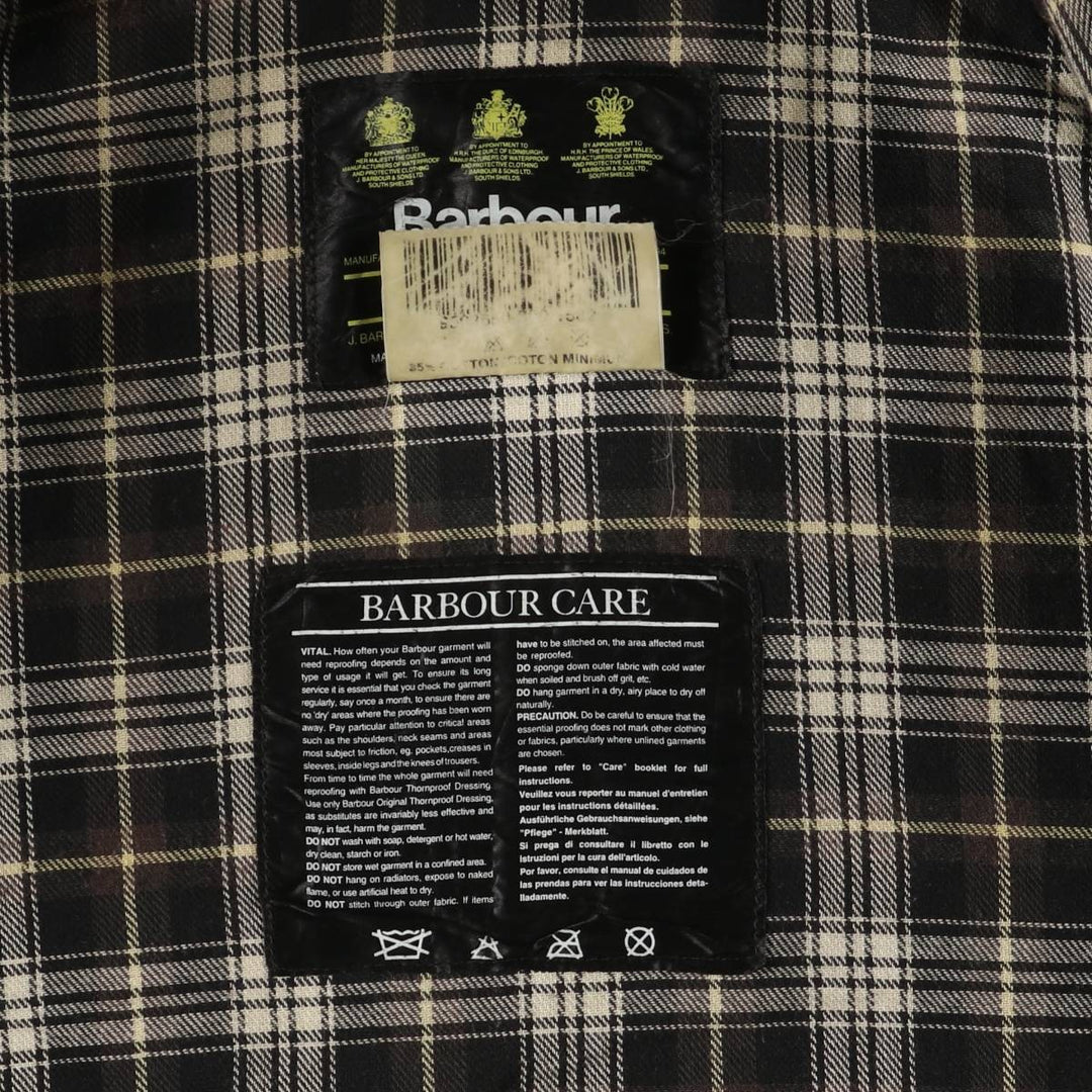 80s-90'S Barbour Beaufort 3 Warrant Oiled Hunting Jacket, Made in England, Men's Size XL cotton Khaki type Vintage Second Hand