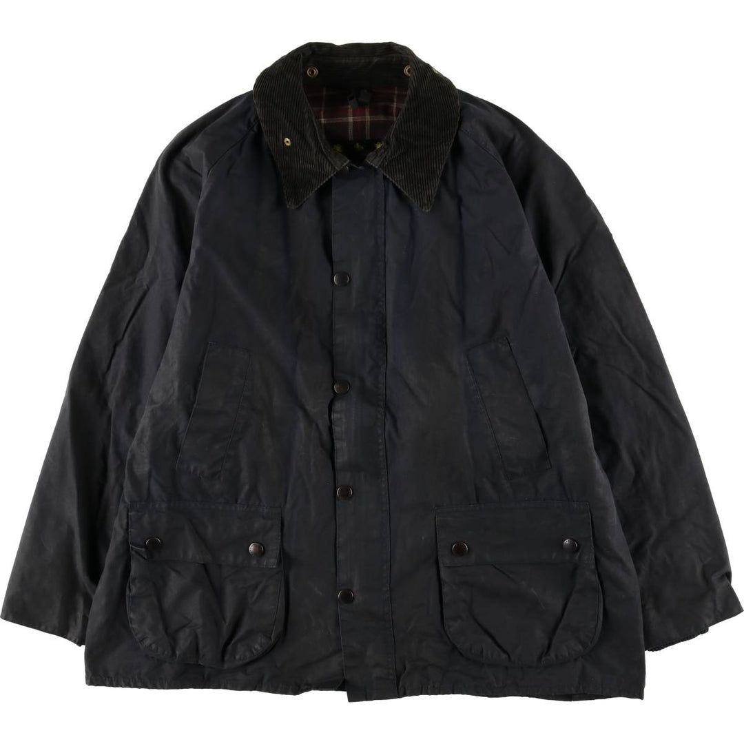1990'S Barbour Bedale (formerly 3 Warrant) waxed cotton oiled jacket, Made in England, C46, Men's XL cotton navy blue type Vintage Second Hand