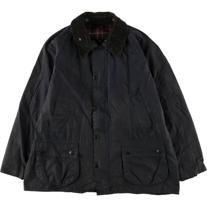 1990'S Barbour Bedale (formerly 3 Warrant) waxed cotton oiled jacket, Made in England, C46, Men's XL cotton navy blue type Vintage Second Hand