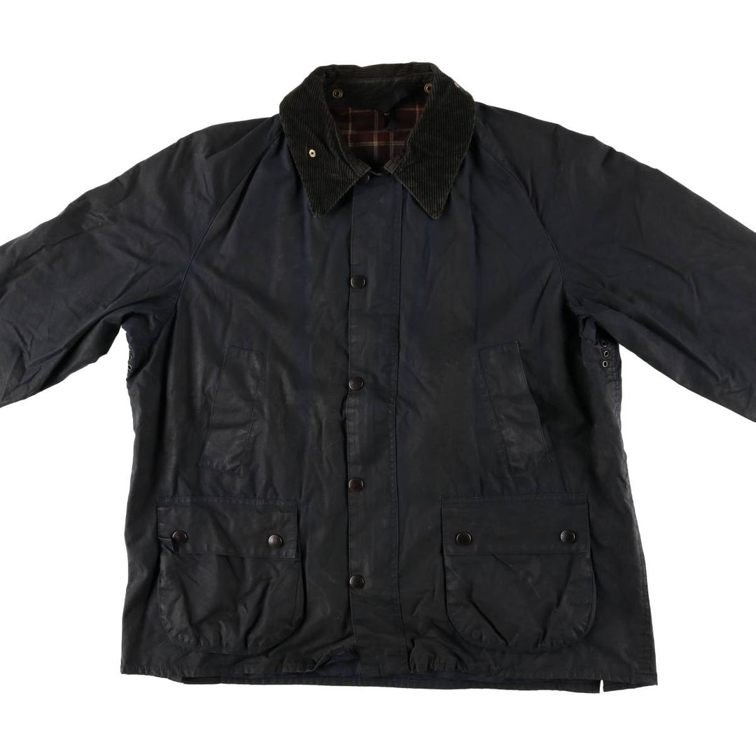 1990'S Barbour Bedale (formerly 3 Warrant) waxed cotton oiled jacket, Made in England, C46, Men's XL cotton navy blue type Vintage Second Hand