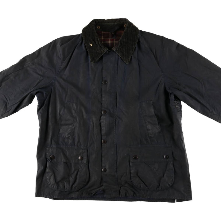 1990'S Barbour Bedale (formerly 3 Warrant) waxed cotton oiled jacket, Made in England, C46, Men's XL cotton navy blue type Vintage Second Hand