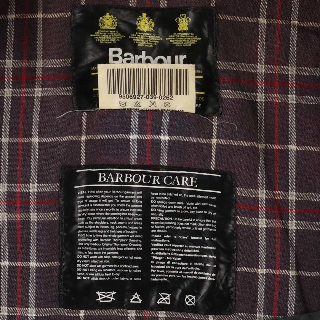 1990'S Barbour Bedale (formerly 3 Warrant) waxed cotton oiled jacket, Made in England, C46, Men's XL cotton navy blue type Vintage Second Hand