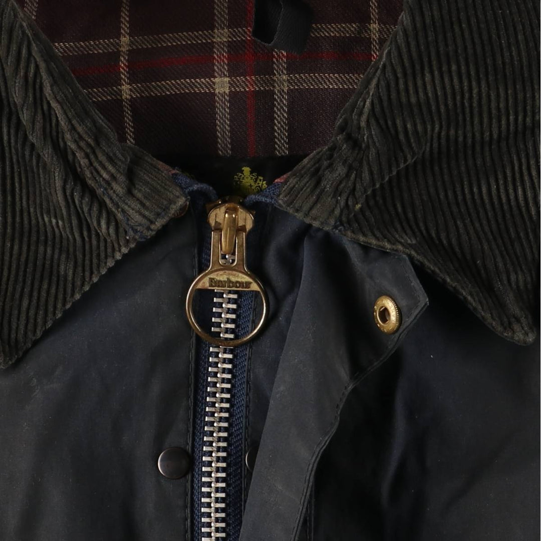 1990'S Barbour Bedale (formerly 3 Warrant) waxed cotton oiled jacket, Made in England, C46, Men's XL cotton navy blue type Vintage Second Hand
