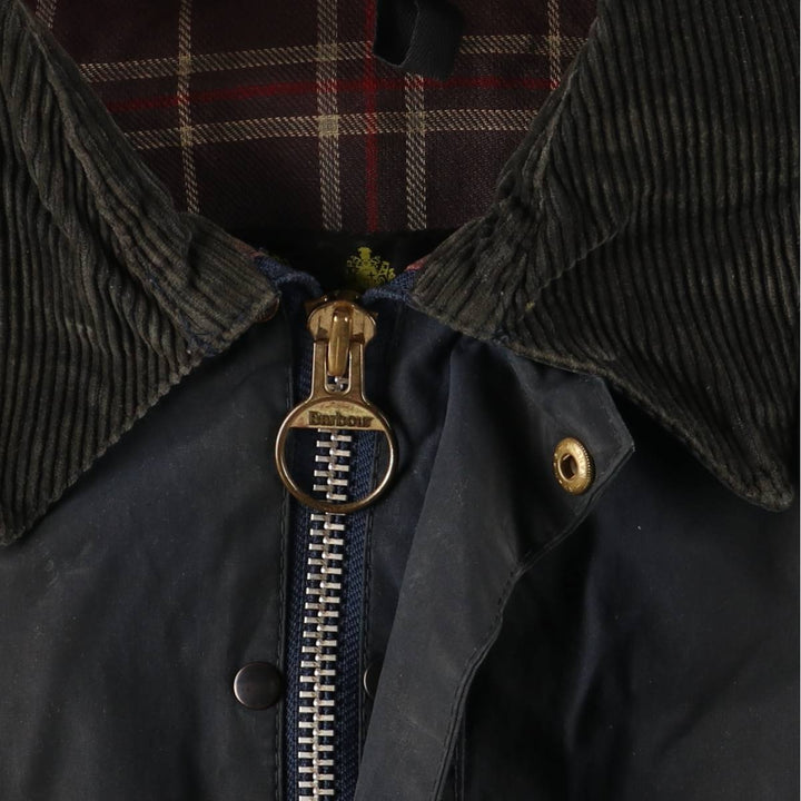 1990'S Barbour Bedale (formerly 3 Warrant) waxed cotton oiled jacket, Made in England, C46, Men's XL cotton navy blue type Vintage Second Hand