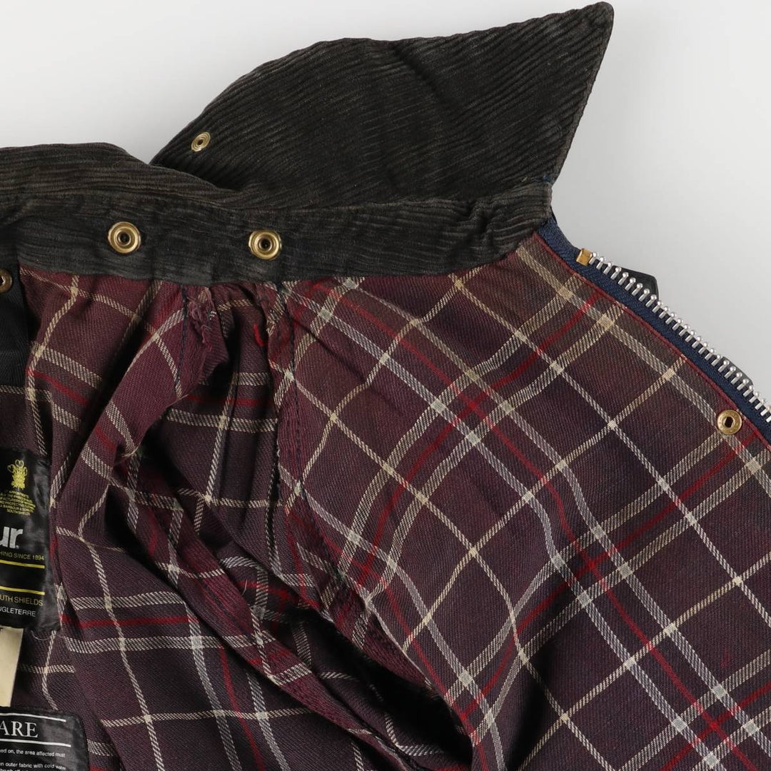 1990'S Barbour Bedale (formerly 3 Warrant) waxed cotton oiled jacket, Made in England, C46, Men's XL cotton navy blue type Vintage Second Hand
