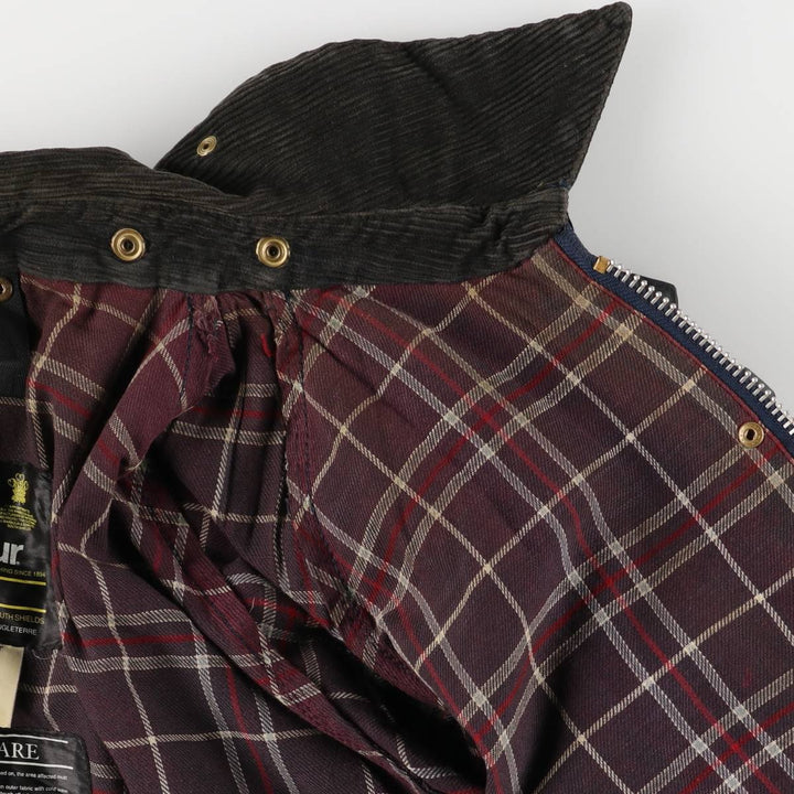 1990'S Barbour Bedale (formerly 3 Warrant) waxed cotton oiled jacket, Made in England, C46, Men's XL cotton navy blue type Vintage Second Hand