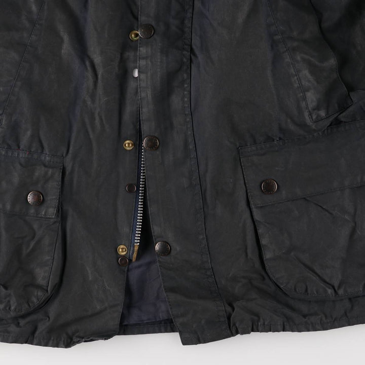 1990'S Barbour Bedale (formerly 3 Warrant) waxed cotton oiled jacket, Made in England, C46, Men's XL cotton navy blue type Vintage Second Hand