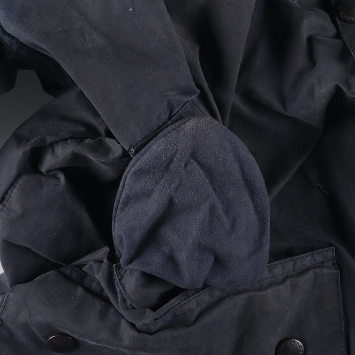 80s-90'S Barbour BORDER (formerly 3 Warrant) waxed cotton oiled jacket, Made in England, C44, Men's Size L cotton navy blue type Vintage Second Hand