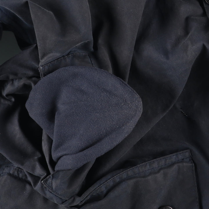 80s-90'S Barbour BORDER (formerly 3 Warrant) waxed cotton oiled jacket, Made in England, C44, Men's Size L cotton navy blue type Vintage Second Hand