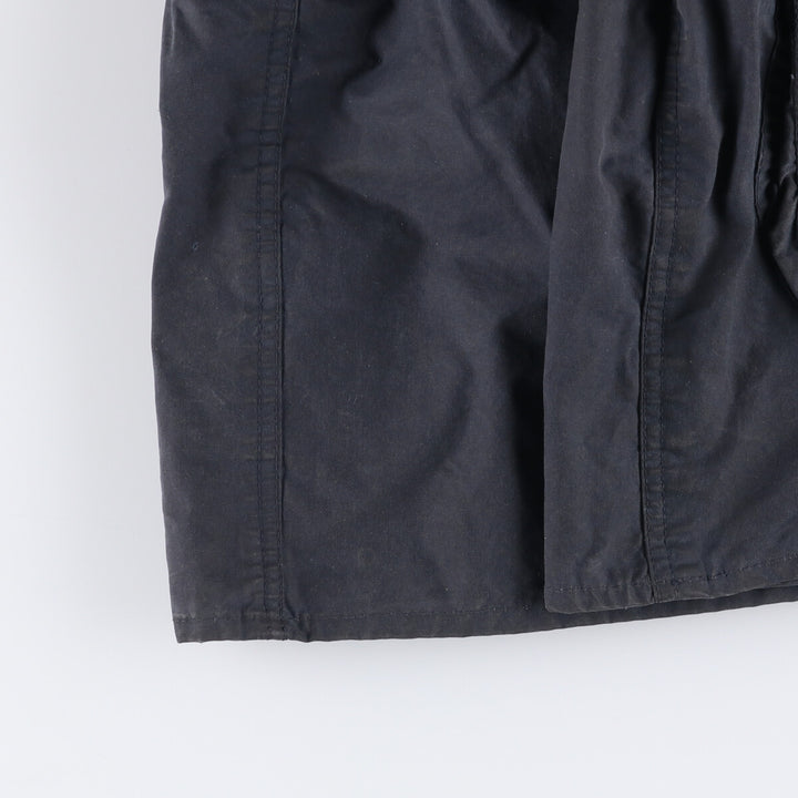 80s-90'S Barbour BORDER (formerly 3 Warrant) waxed cotton oiled jacket, Made in England, C44, Men's Size L cotton navy blue type Vintage Second Hand