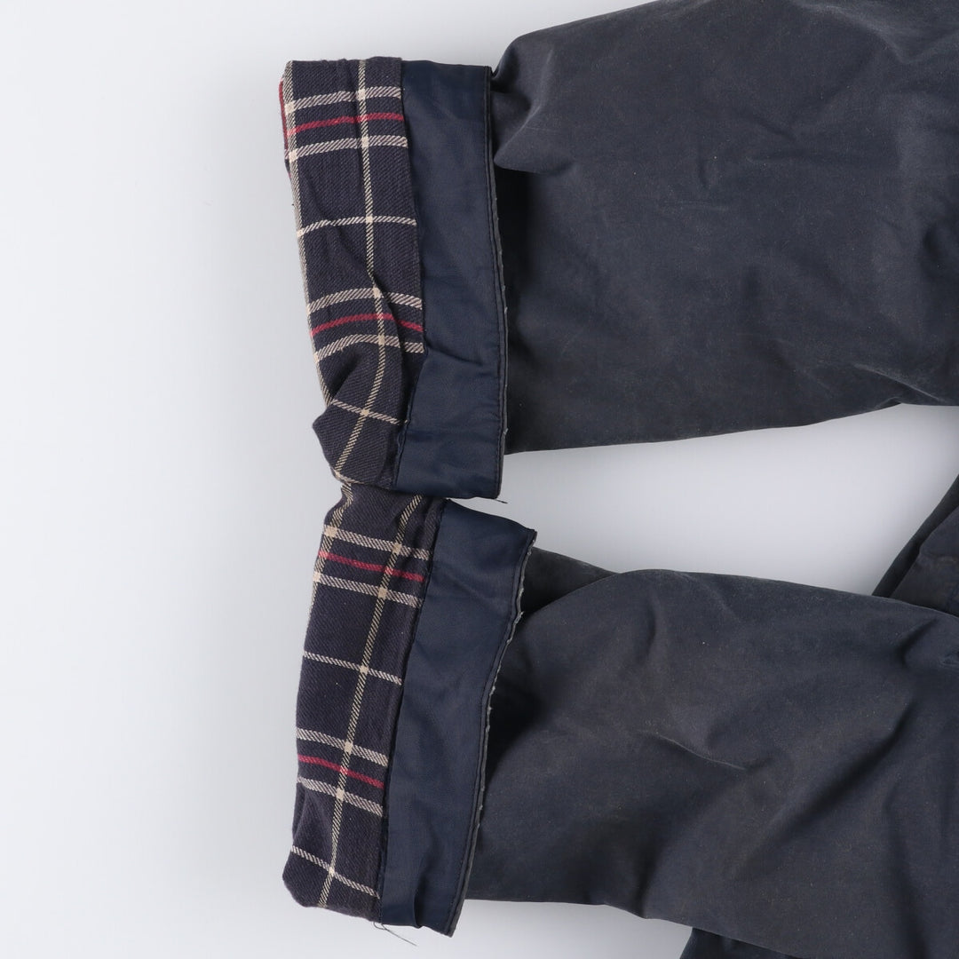 80s-90'S Barbour BORDER (formerly 3 Warrant) waxed cotton oiled jacket, Made in England, C44, Men's Size L cotton navy blue type Vintage Second Hand