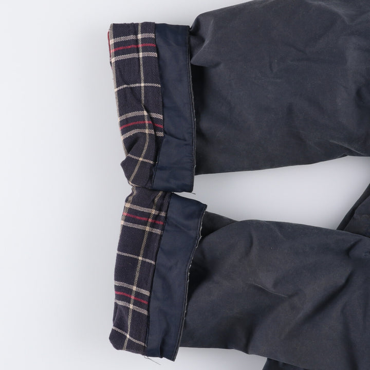 80s-90'S Barbour BORDER (formerly 3 Warrant) waxed cotton oiled jacket, Made in England, C44, Men's Size L cotton navy blue type Vintage Second Hand