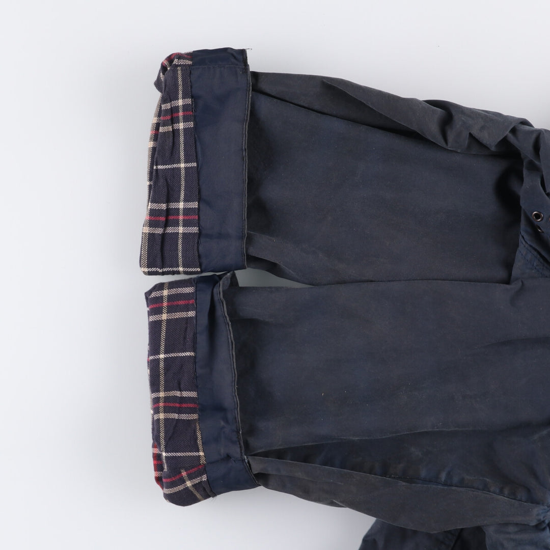 80s-90'S Barbour BORDER (formerly 3 Warrant) waxed cotton oiled jacket, Made in England, C44, Men's Size L cotton navy blue type Vintage Second Hand