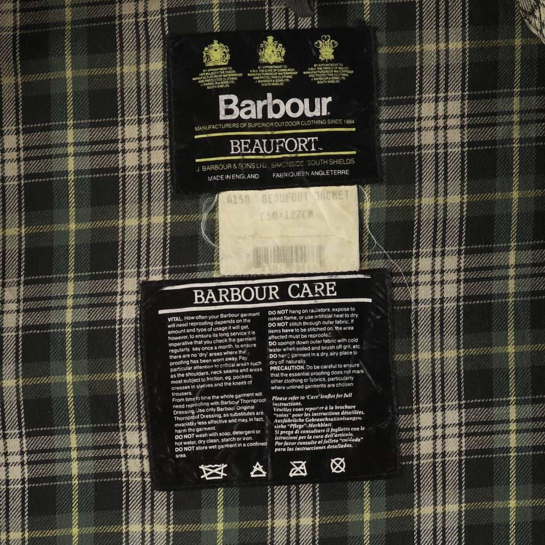 1990'S Barbour BEAUFORT 3 Warrant Oiled Hunting Jacket, Made in England, C50, Men's XXL cotton Khaki type Vintage Second Hand