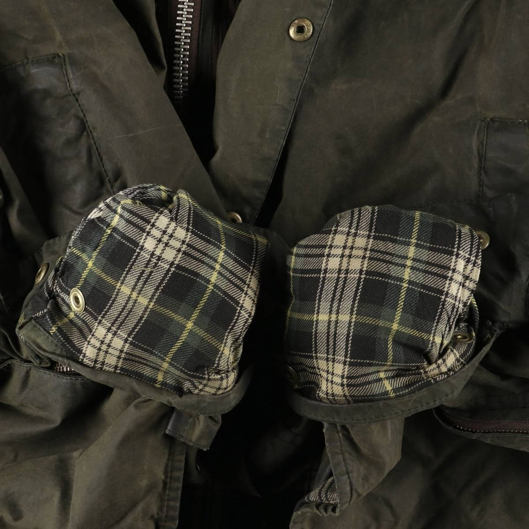 1990'S Barbour BEAUFORT 3 Warrant Oiled Hunting Jacket, Made in England, C50, Men's XXL cotton Khaki type Vintage Second Hand