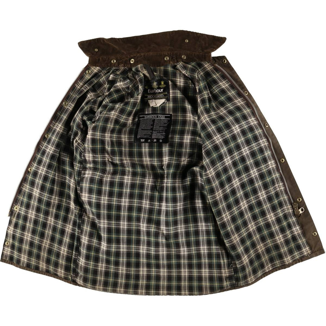 Vintage 1980s-1990'S Barbour Moorland 3-Warrant Oiled Hunting Jacket, Made in England, C36, Men's Size Small cotton brown type Vintage Second Hand