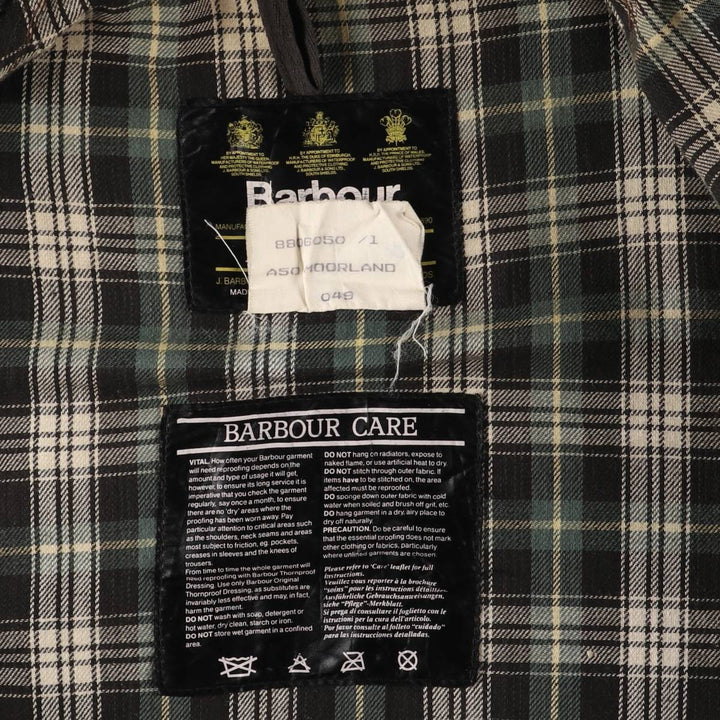 Vintage 1980s-1990'S Barbour Moorland 3-Warrant Oiled Hunting Jacket, Made in England, C36, Men's Size Small cotton brown type Vintage Second Hand