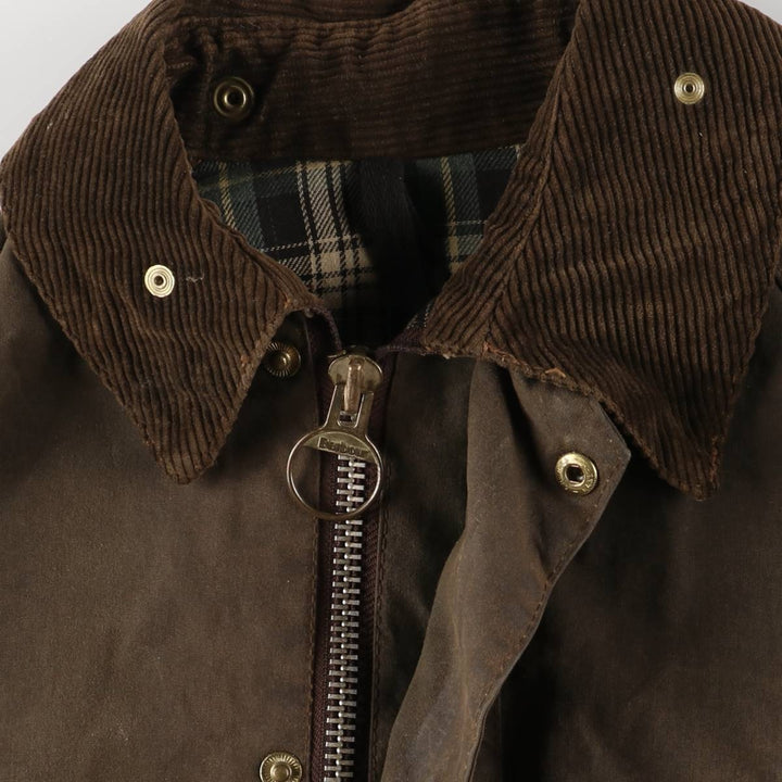 Vintage 1980s-1990'S Barbour Moorland 3-Warrant Oiled Hunting Jacket, Made in England, C36, Men's Size Small cotton brown type Vintage Second Hand