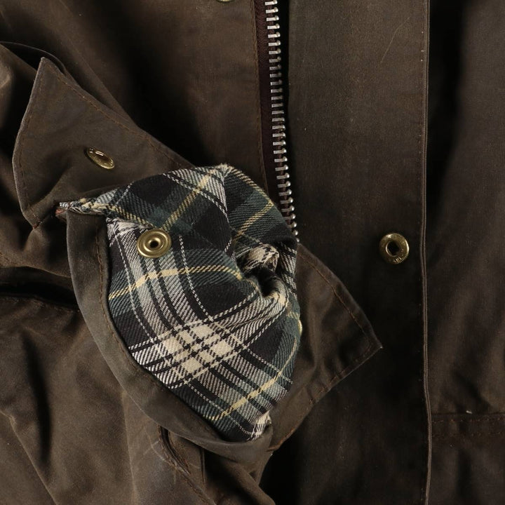 Vintage 1980s-1990'S Barbour Moorland 3-Warrant Oiled Hunting Jacket, Made in England, C36, Men's Size Small cotton brown type Vintage Second Hand