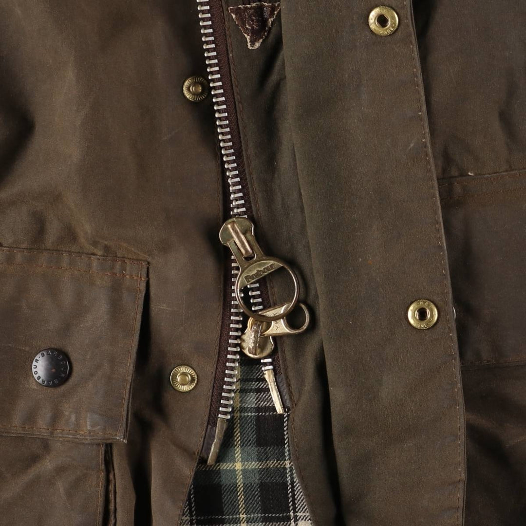 Vintage 1980s-1990'S Barbour Moorland 3-Warrant Oiled Hunting Jacket, Made in England, C36, Men's Size Small cotton brown type Vintage Second Hand