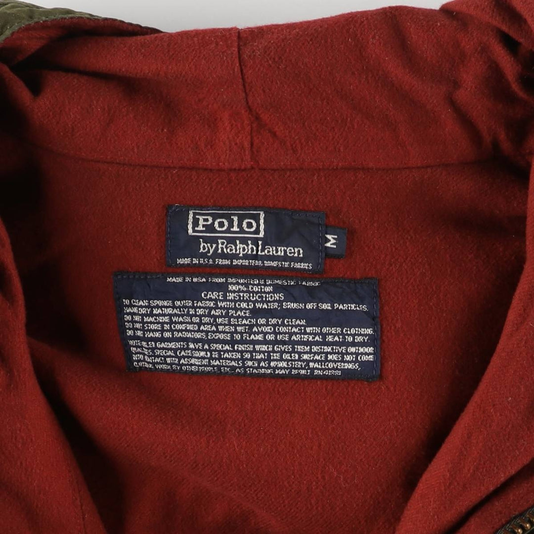 90'S Ralph Lauren POLO by Ralph Lauren hooded waxed cotton oiled jacket, made in the USA, men's size M cotton Khaki type Vintage Second Hand