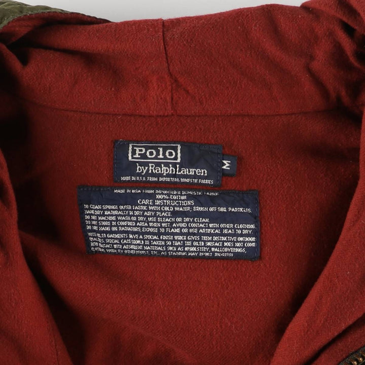 90'S Ralph Lauren POLO by Ralph Lauren hooded waxed cotton oiled jacket, made in the USA, men's size M cotton Khaki type Vintage Second Hand