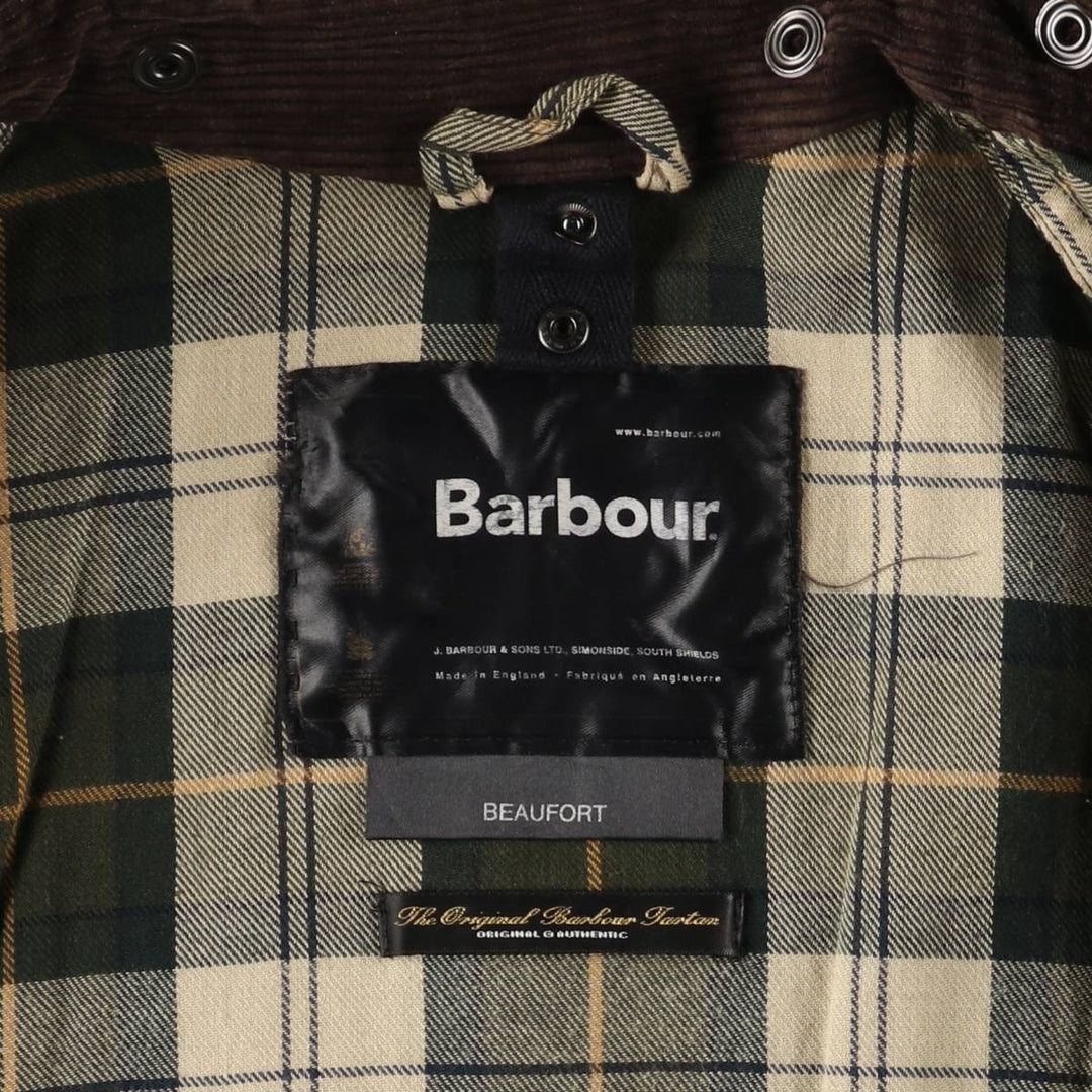 2000'S - Barbour Beaufort 3 Warrant Oiled Hunting Jacket, Made in England, Men's Size L unclear Khaki type Vintage Second Hand