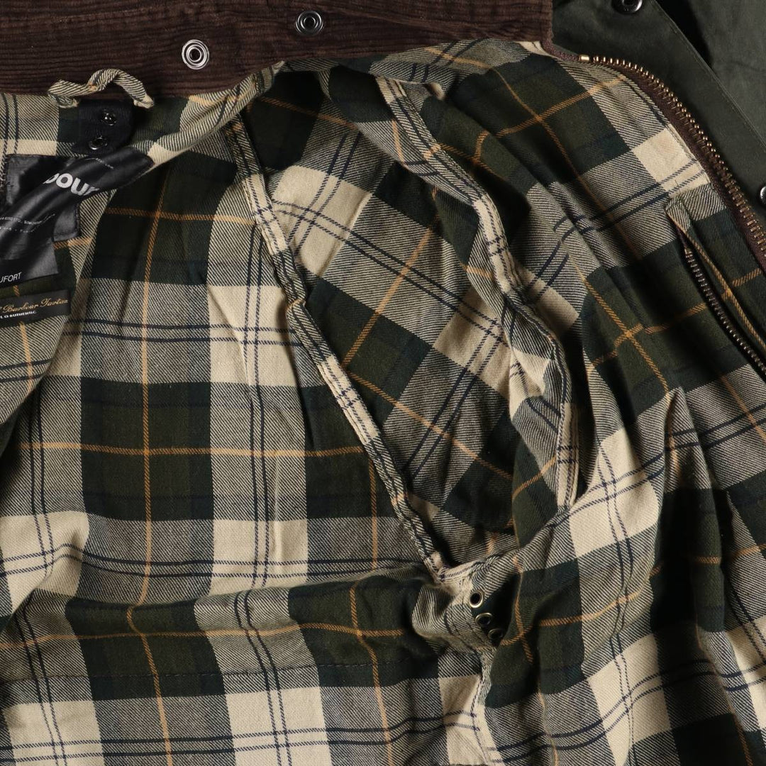 2000'S - Barbour Beaufort 3 Warrant Oiled Hunting Jacket, Made in England, Men's Size L unclear Khaki type Vintage Second Hand