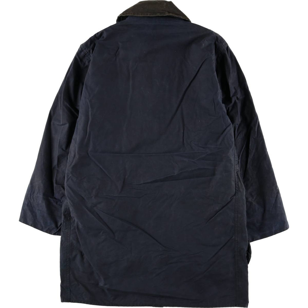 90'S Barbour Border Jacket, Old 3 Warrant, Waxed Cotton, Oiled, Made in England, C38, Men's Medium, Vintage cotton navy blue type Vintage Second Hand