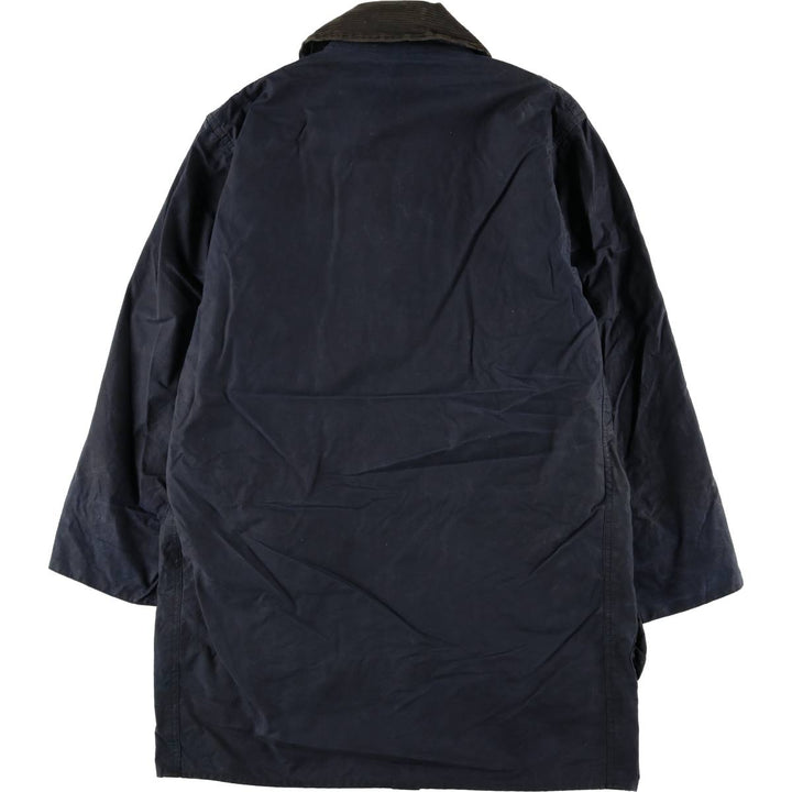 90'S Barbour Border Jacket, Old 3 Warrant, Waxed Cotton, Oiled, Made in England, C38, Men's Medium, Vintage cotton navy blue type Vintage Second Hand