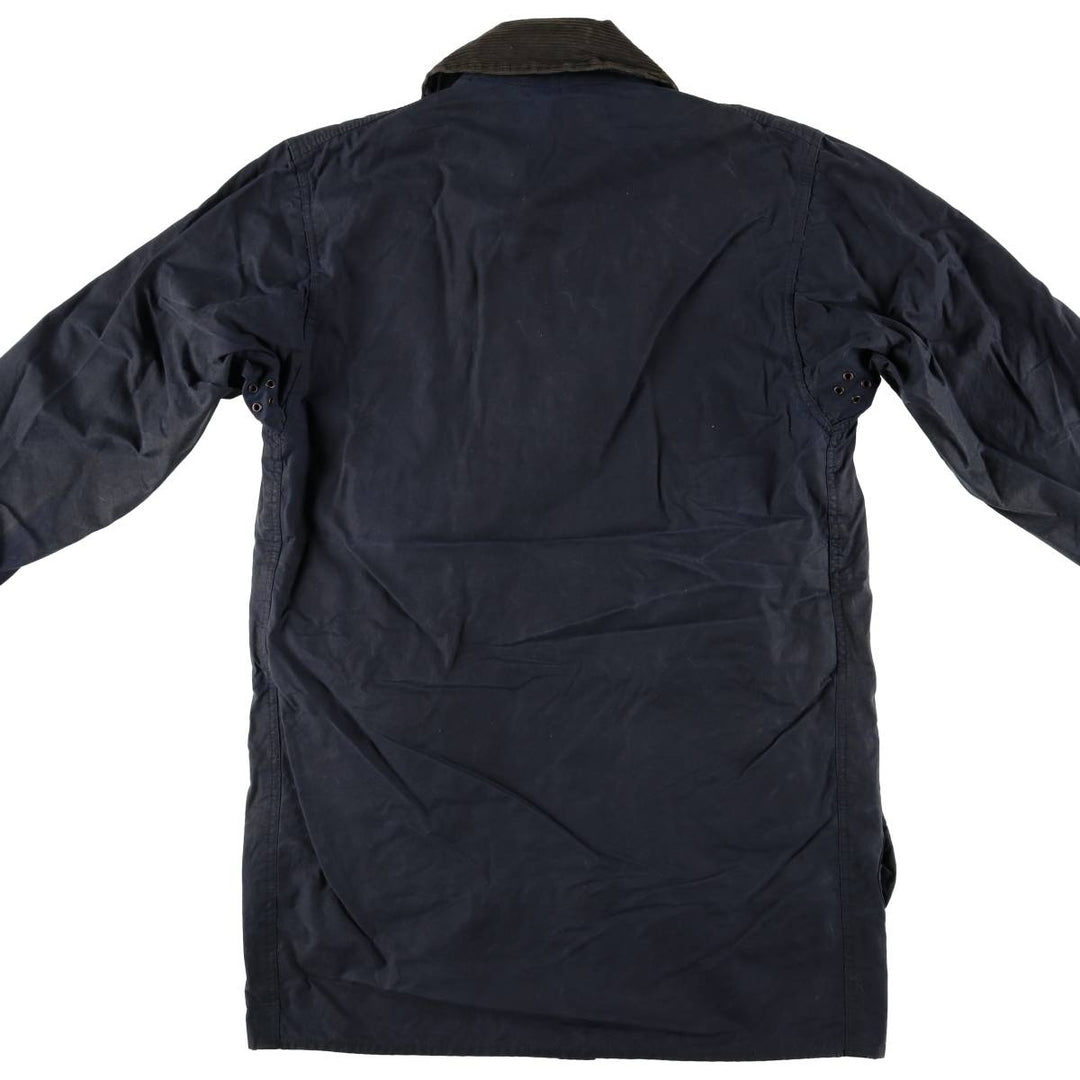 90'S Barbour Border Jacket, Old 3 Warrant, Waxed Cotton, Oiled, Made in England, C38, Men's Medium, Vintage cotton navy blue type Vintage Second Hand