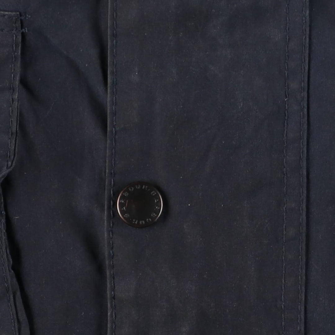 90'S Barbour Border Jacket, Old 3 Warrant, Waxed Cotton, Oiled, Made in England, C38, Men's Medium, Vintage cotton navy blue type Vintage Second Hand